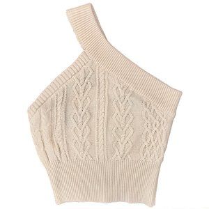 One-Shoulder Cable Knit Crop Top